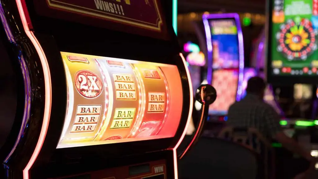 Close-up of traditional slot machine reels