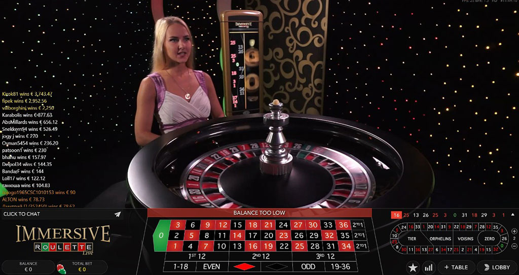 Immersive Roulette live casino table by Evolution