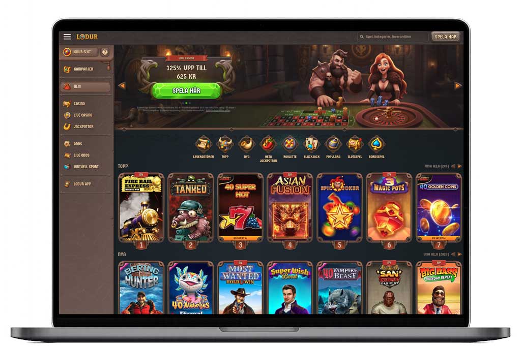 Lodur casino på en MacBook Pro