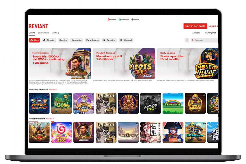 Reviant Casino på en MacBook Pro