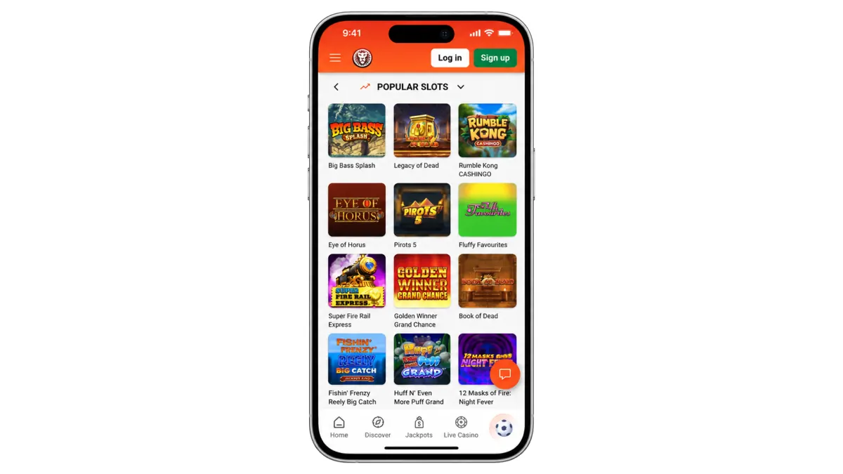 LeoVegas Casino mobile lobby showing popular slots